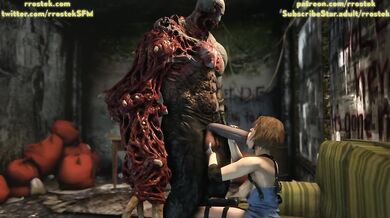 Jill Valentine Gets a Monstrous Facial from Mr X's Huge Cock