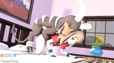 Houndoom takes May in a forbidden night of love as she moans and begs for more