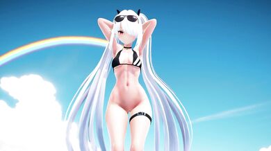 Ahegao Shiromi Iori on the Sandy Beach - Ultra Cute Kawaii Anime Slut