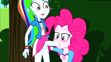 Equestria Girls Giving Head to the Main Character in 'Rainbowpie'