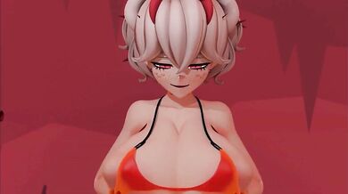 Sexy Satanist gets a sexy titfuck from Beelzebub in her bikini on the beach