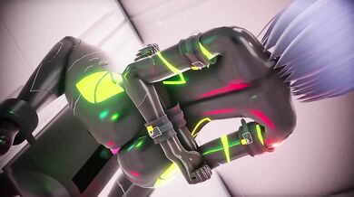 Titanium Lust: Latex-clad Heroine's Battle for Pleasure Against Mechanized Fury!