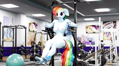 Busty Rainbow Dash Exercises Her Body in the Gym