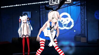 Hentai Masturbation Inspired by Shimakaze and Hibana's Steamy Yuri Lesbian Sex in 'GenesisMMD'