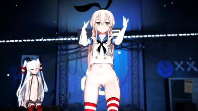 Hentai Masturbation Inspired by Shimakaze and Hibana's Steamy Yuri Lesbian Sex in 'GenesisMMD'