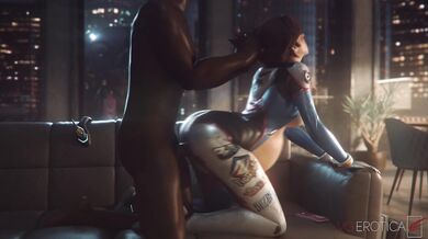 Heroic Overwatch Hottie Gets Fucked on the Coffee Shop Casting Couch in 'Blacked' D.Va's Sexual Encounter!
