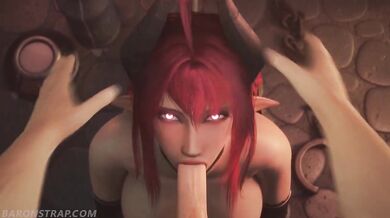 The Pet Succubus Gives A Blowjob To The Baron Strapon!