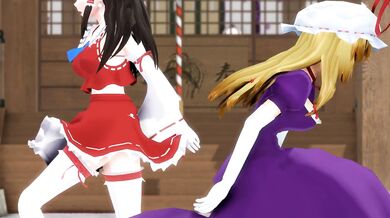 Publicly Humiliated Reimu Strips at the Shrine