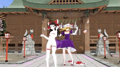 Publicly Humiliated Reimu Strips at the Shrine