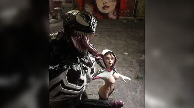 Wow! Gwen, you look amazing in that sexy venom suit! Let me help you take it off