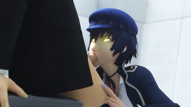 Shadow Naoto Gets Double Penetrated by Adachi, a Perverted Police Officer