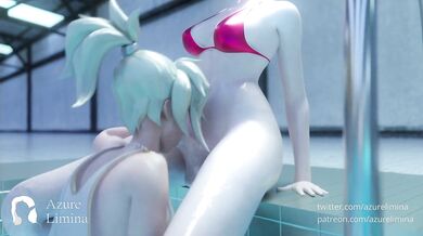 Swimming Pool Orgy with Overwatch Hotties D.va and Mercy [Azure Limina]