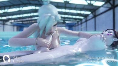 Swimming Pool Orgy with Overwatch Hotties D.va and Mercy [Azure Limina]