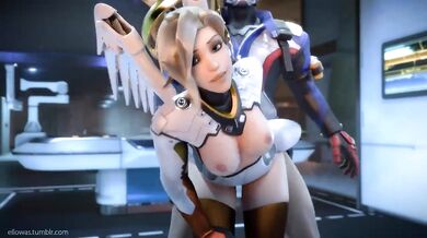 Ellowas Gets Banged by Soldier 76 and Mercy's Threesome