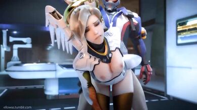Ellowas Gets Banged by Soldier 76 and Mercy's Threesome