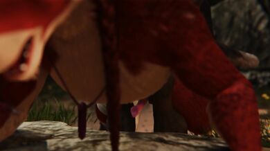 Masochistic man-beast submission to the hybrid goddess VonFluffington and her pack of gay wolves