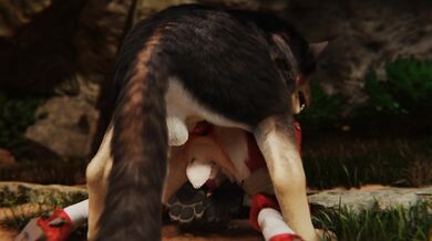 Masochistic man-beast submission to the hybrid goddess VonFluffington and her pack of gay wolves