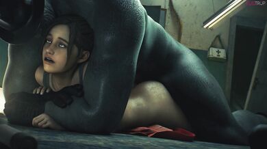 Claire Redfield and Mr X get it on in the Fugee Room [sic]