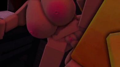 Busty whore enjoys various sexual activities in Roblox