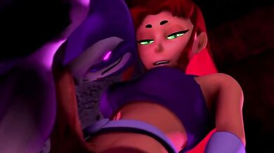 Black Raven and Red-headed Alien Starfire's Anal Threesome With a Dark and Twisted Mysterious Stranger