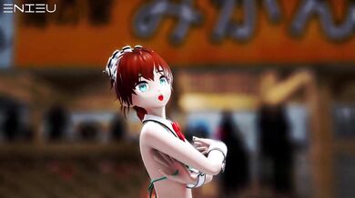 Tempting Teen Dancing in Mini Skirt, Sucking on Lollipop and Stripping for Her Hentai Master