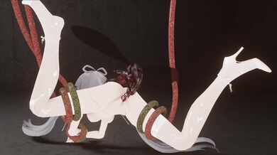 Tentacles Violating TianYi's Asshole While Insects Fuck Her Wet Pussy