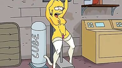 Belly Inflating Lisa Simpson and Her Dildo Machine
