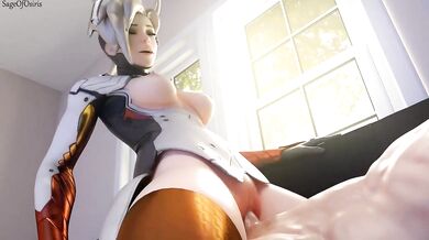 Busty Mercy Gets Her Pussy Ridden Hard by a Horny Cowboy - Sageofosiris