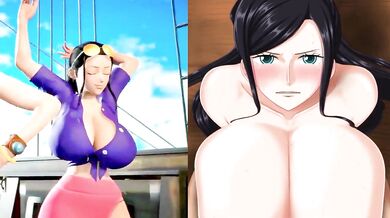 Big Titty Sluts Bounce and Suck in 'One Piece Girls Boobjob with the Intro'