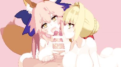 Tamamo-chan gets plowed by Nero's big rod in 'Nero x Tamamo [kunabishi]'