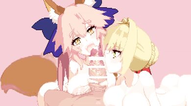 Tamamo-chan gets plowed by Nero's big rod in 'Nero x Tamamo [kunabishi]'