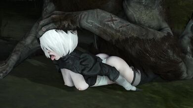 Artorias rips off 2B's clothes and pounds her from behind like a raging beast