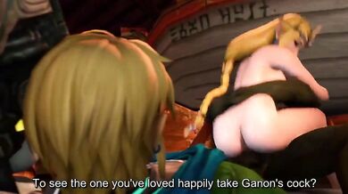 Zelda Gets Double-Penetrated by Ganondorf and Link while Gasping for Air - Secaz