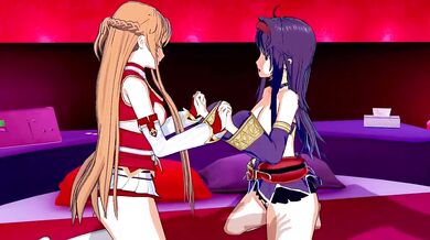 Watch Asuna and Yuuki join forces in a steamy threesome adventure!