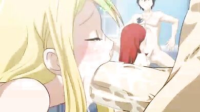 Four Naughty Fairies Get Wet and Wild in the Shower: A Drawn Hentai Adventure Based on Fairy Tail