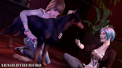 Watch Max and Chloe have sex with a dog while Arnold the hero watches in disbelief!