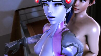 Tracer's Wet Pussy gets Pounded by Futanari Widowmaker on the Balcony