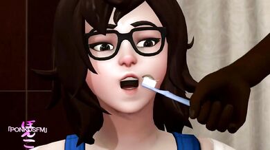 Black Cock Helps Mei with Her Toothbrush - PonkoSFM