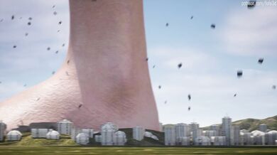 Giga Female Strolls Through the City