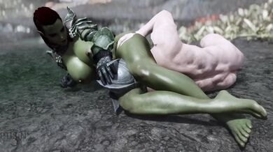 The Mighty Nord's Lustful Submission to the Dominant Orc Warrioress