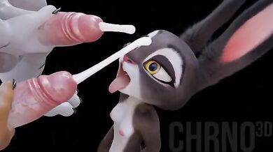 Chrno's Three-Dimensional Facial Pounding by Horny Bunnies!