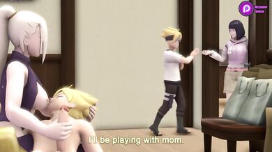 Busty Babysitter Ino Takes on Young Charge's Huge Cock and Balls Deep in her Ass