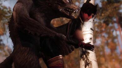 Uncontrollable Lust: Werewolf Fucks Half-Khajiit in the Forest