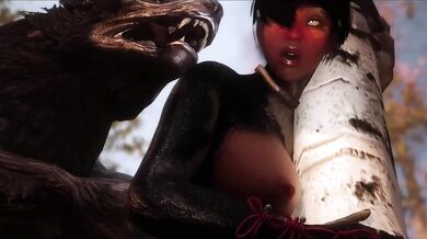 Uncontrollable Lust: Werewolf Fucks Half-Khajiit in the Forest