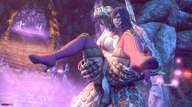 Mileena, the sexy monster, takes it in the ass from a demonic beast!