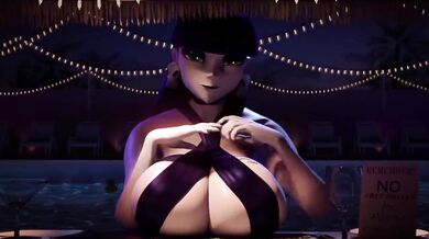 Break Time: Poolside Boob Teasing