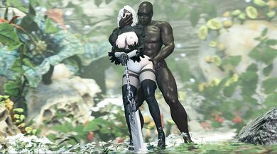 Naughty 2B Gets Nailed in the Woods by a Hung KaminaKirei