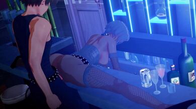 Watch this hot couple enjoy some intense BDSM action in the bar!