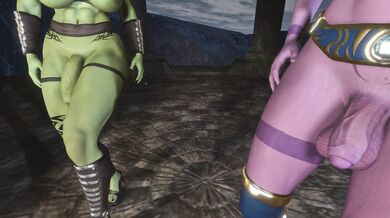 Double Penetration with a Horny Orc and Sexy Elf [Weebuvr]
