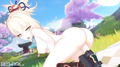 Riding Yoimiya's pussy in a hot ride of passion
